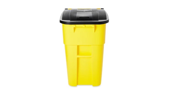 BOTE 50 GAL ROLLOUT C/RUEDAS Y TAPA RUBBERMAID 9W27 AMARILLO