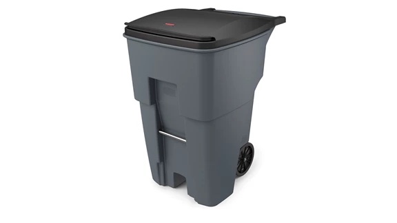 BOTE 65 GAL ROLLOUT C/RUEDAS Y TAPA RUBBERMAID 9W21 GRIS