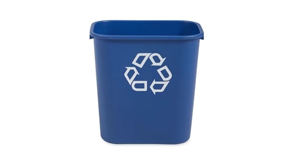 BOTE P/BASURA DE 7 GAL.2956-73 RUBBERMAID AZUL RECICLAJE